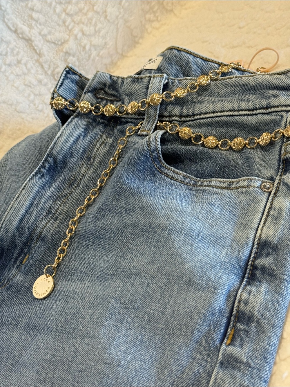 BCBGeneration Gold Textured Link Belt M/L NWT